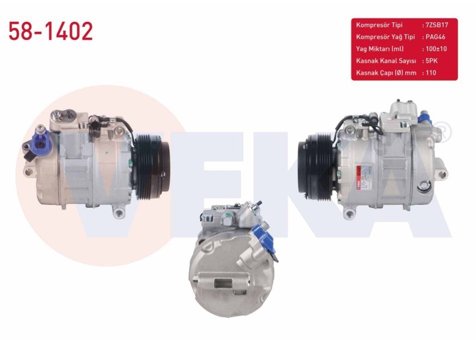 Klıma Kompresoru 5Pk 110Mm Bmw 3 Serısı (E46) 320İ-328İ-330Ci-330D 1998-2005/ 5 Serısı (E39) 520İ-525D-528İ-530D 1995-2003 64528910459 64526904015 34336871455
