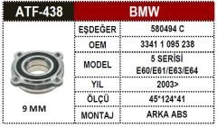 X5 E53 Arka Porya Rulmanı 33411095238 33411095238 33416762314 33416764180