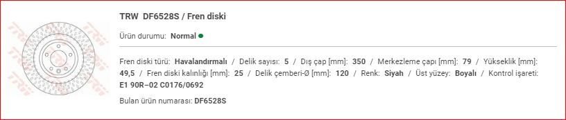 RANGE ROVER SPORT ARKA DİSK ADET LR033302