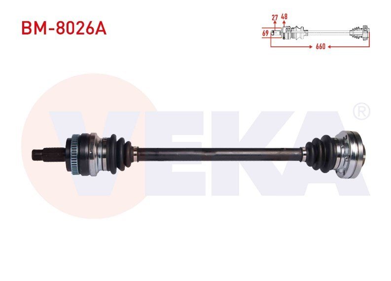 Komple Aks Sag Arka Bmw 3 Serısı (E90) 320 D Abslı 48 Dıs Uzunluk 660 Mm 2005-2011 304478 33217533446 33217547076