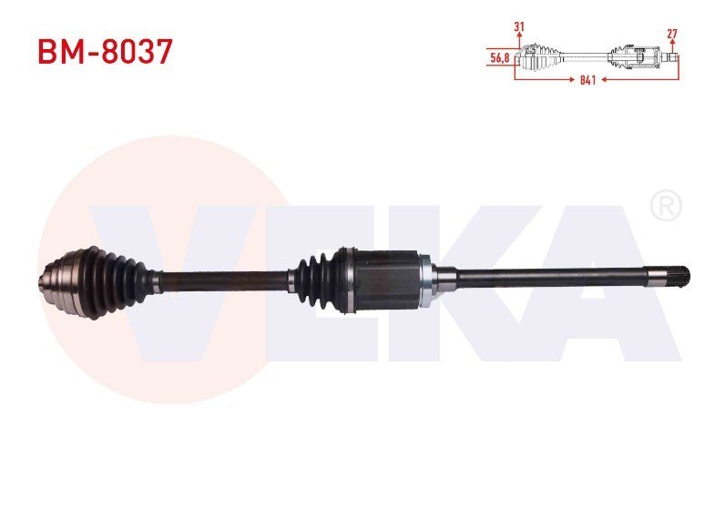Komple Aks Sag On Bmw 3 Serısı (F30) 320 D Xdrıve A-T/M-T Uzunluk 841 Mm 2011- 306359 31607597694