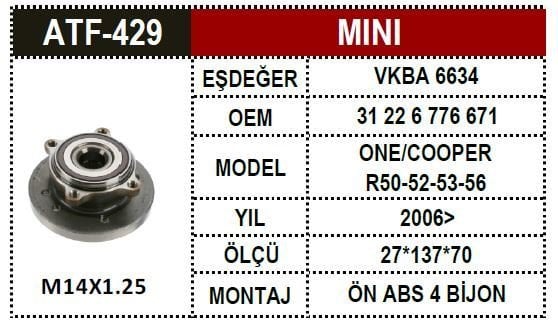 Mini Cooper R56 Ön Porya 31226776162 31222318457 31226776162 31226776671