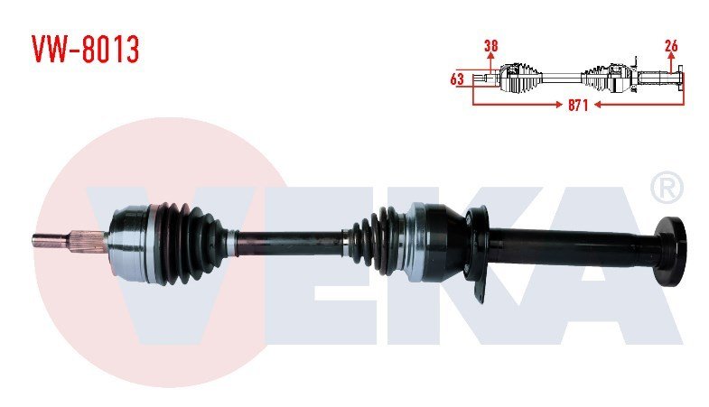 Komple Aks Sag On Volkswagen Transporter V (7Ha,7Hh,7Ea,7Eh) 2.5 Tdı Uzunluk 871Mm 2003-2011 7E0407272Ac 7E0407272Bl 7E0407272Bd 7E0407272Al 7E0407272Bb
