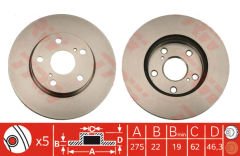FREN DISKI ON COROLLA 1.4-1.6 VVTI 07- / AURIS 1.4-1.6 VVTI 07- HAVALI 275mm 43512-12670 / FPD-10336