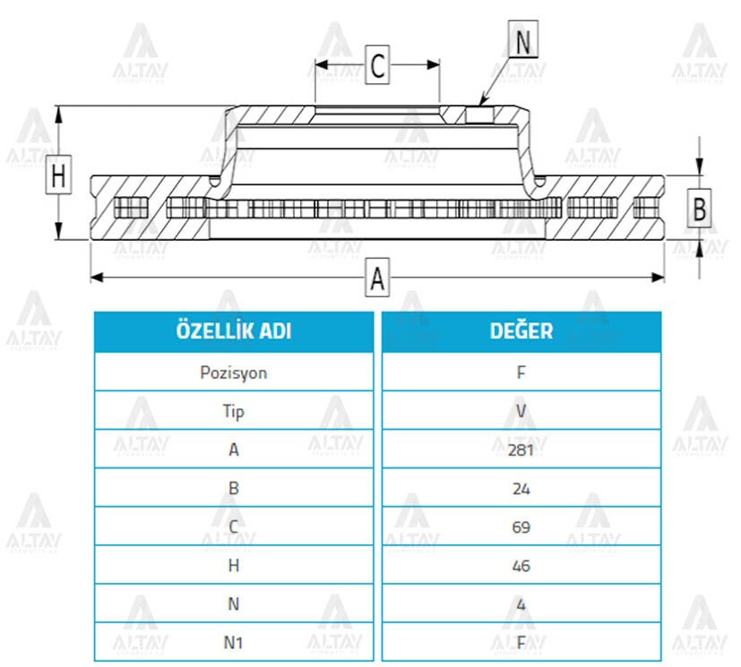 Fren Diski Carısma 00-06 / S-40 00-03 / Ön Havalı 281-4 M818027