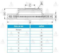 Fren Diski Carısma 00-06 / S-40 00-03 / Ön Havalı 281-4 M818027