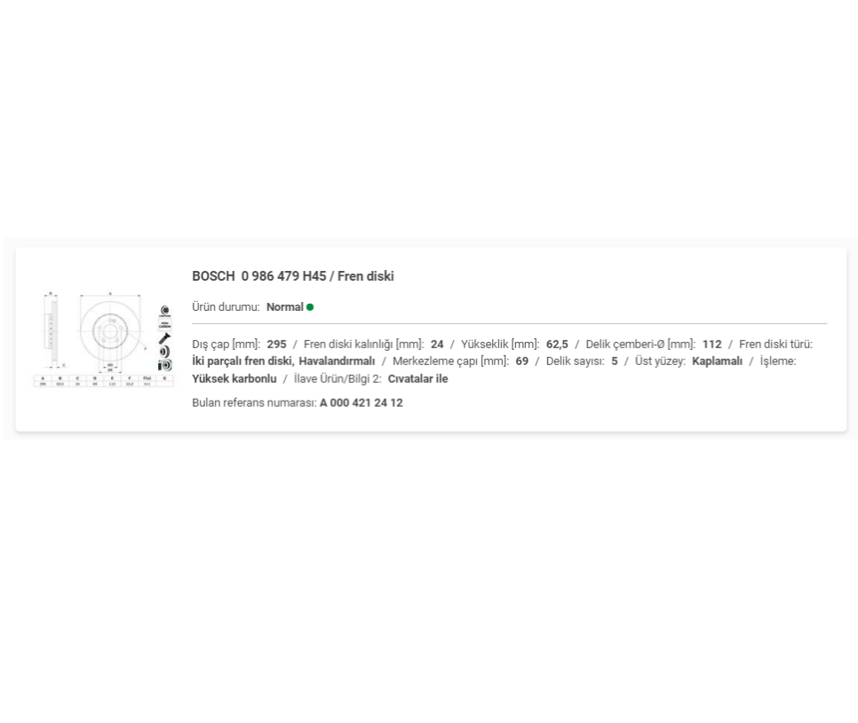 M.BENZ W205 ÖN FREN DİSKİ (ADET) A0004212412
