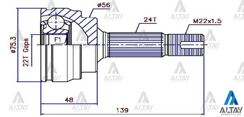 Aks Kafası Dış Yarıs 99=> 1.3 / Absli 24X22X56 4347059115