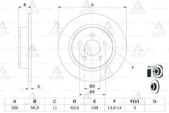 Fren Diski C-Max 07-11 / Focus Iı 04-11 / S40 Iı 04=> / Arka Düz 280-5 3M512A315Ea