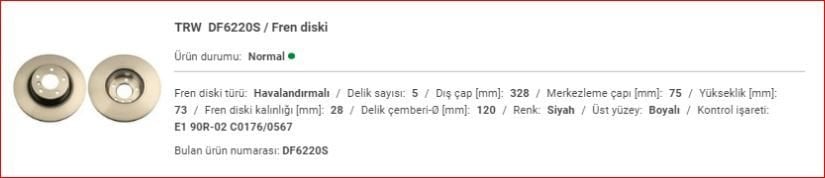 BMW F25 ÖN DİSK ADET 34106879122