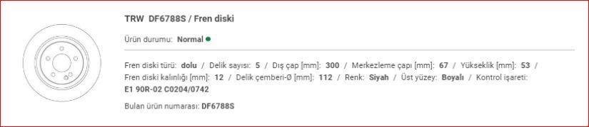 M.BENZ W447 VITO ARKA FREN DİSKİ 2014-ADET A4474230412