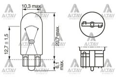 AMPÜL ECO 12V 5W W5W BÜYÜK DİPSİZ GÖSTERGE AMPÜLÜ T10