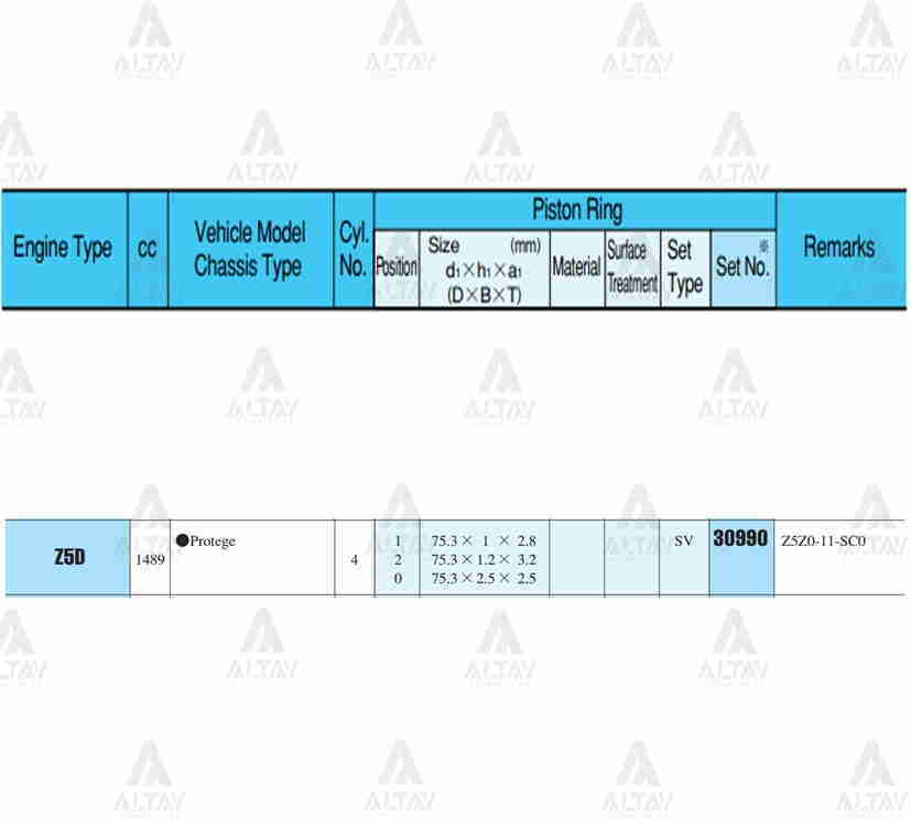 Segman 323  96-98 1.5 / 75.30Mm / Z5 / Std Takım 30990Std