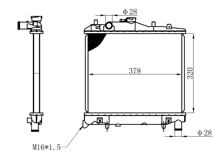 SU RADYATORU PRIDE 1.1 - 1.3 93=>     MANUEL  -  320x378x26 KK150-15-200