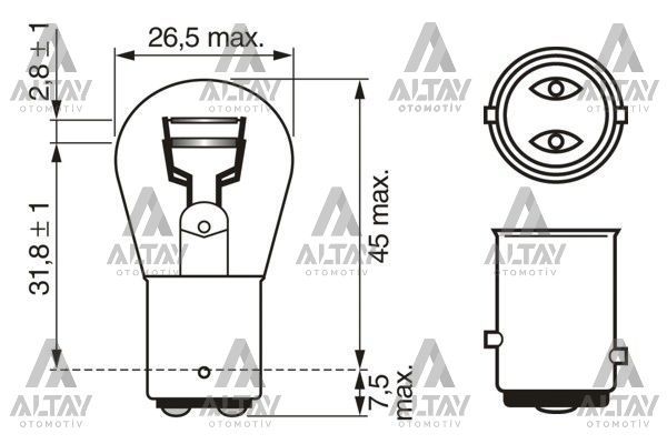 AMPÜL ECO 12V P21/5W 1016 FREN ARKA SİS ŞAŞI DUY ÇAPRAZ TIRNAK