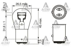 AMPÜL ECO 12V P21/5W 1016 FREN ARKA SİS ŞAŞI DUY ÇAPRAZ TIRNAK