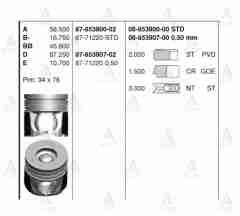 Piston Segmanlı D-Max 2.5 Euro-4 4Jk1-Tc 07-12  95.90Mm 0.50 8771220050