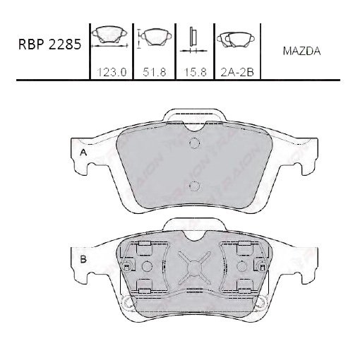 Arka Fren Balata - Mazda-3 03-07/Prımera P-12 03->/Laguna 03-07 Rbp2285