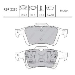 Arka Fren Balata - Mazda-3 03-07/Prımera P-12 03->/Laguna 03-07 Rbp2285