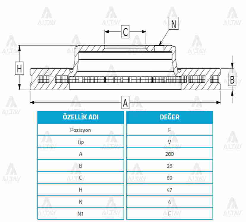 Fren Diski Elantra 04-06 / Sonata 02-05 / Megantıs 04-06 / Ön Havalı 280-4 517123D300