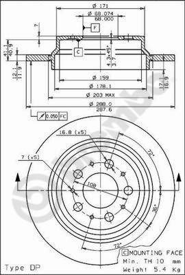 Fren Dıskı Arka Duz Volvo S60 (01-10) S70 (01-05) S80 (98-06) Xc70 (00-07) 9434167 08.7765.10
