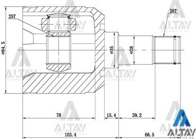 Aks Kafası İç 626 88-91 / Sol 26X25X35 G01322620