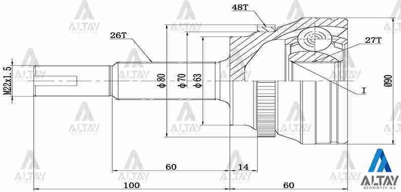 Aks Kafası Dış Rav-4 00=> / Absli 48 Diş 26X27X63 4346049126