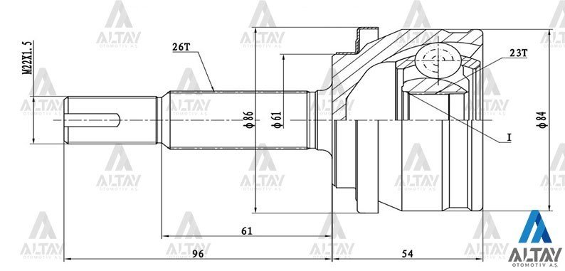 Aks Kafası Dış Corolla 07-14 / Aurıs 06-12 / Dizel 26X23X61 4346009R30
