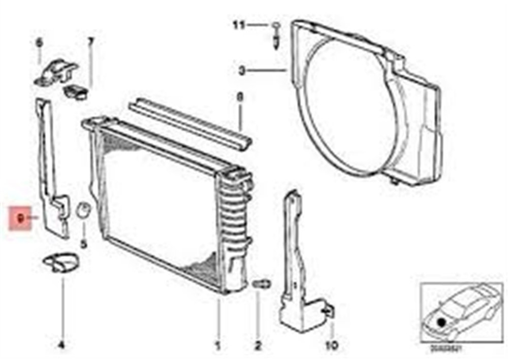 RADYATÖR YAN BAKALİTİ M51/L BMW 17112243909