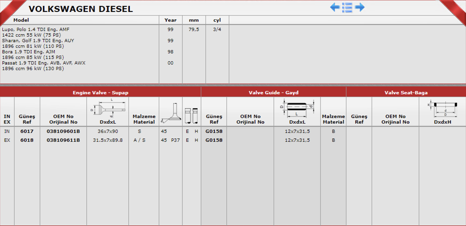 VW GAYD TAKIMI PASSAT 00- / BORA 1,9 8V TDI 00- / POLO 1,4 TDI 99-