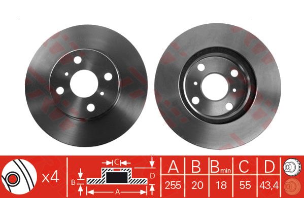 FREN DISKI ON YARIS 99-05 255MM  4 BIJON 43512-0D050
