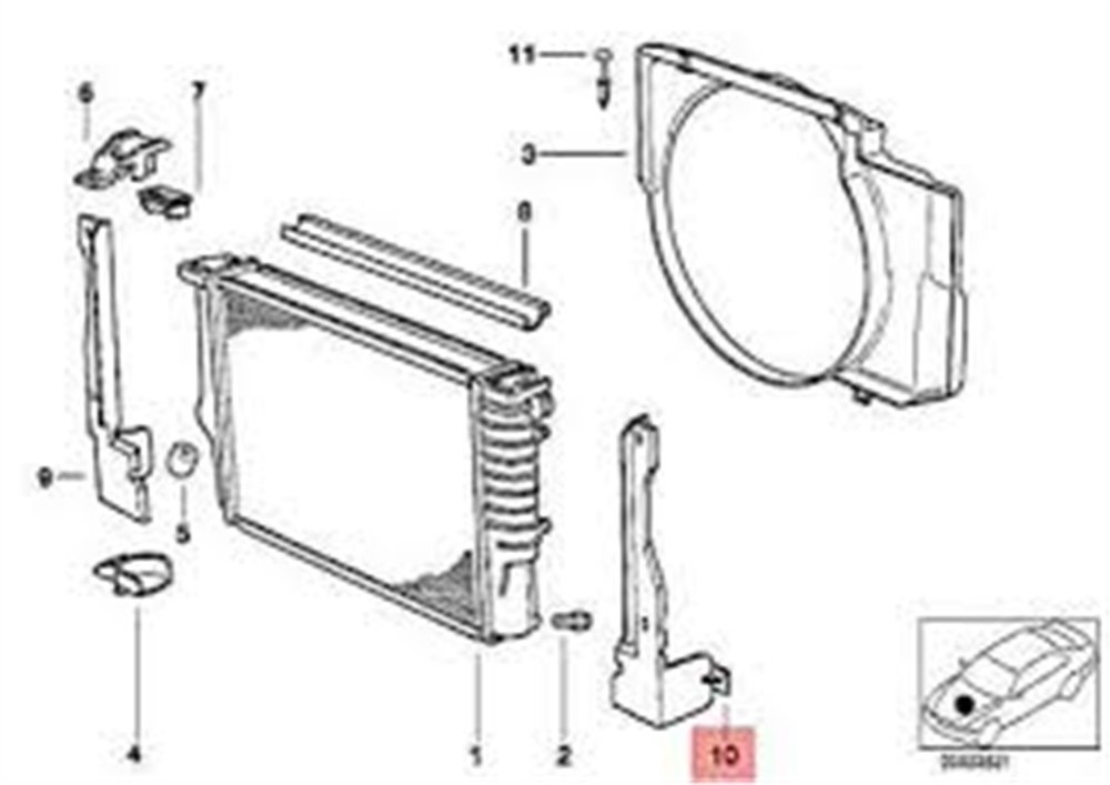 RADYATÖR YAN BAKALİTİ M51/R BMW 17112243910