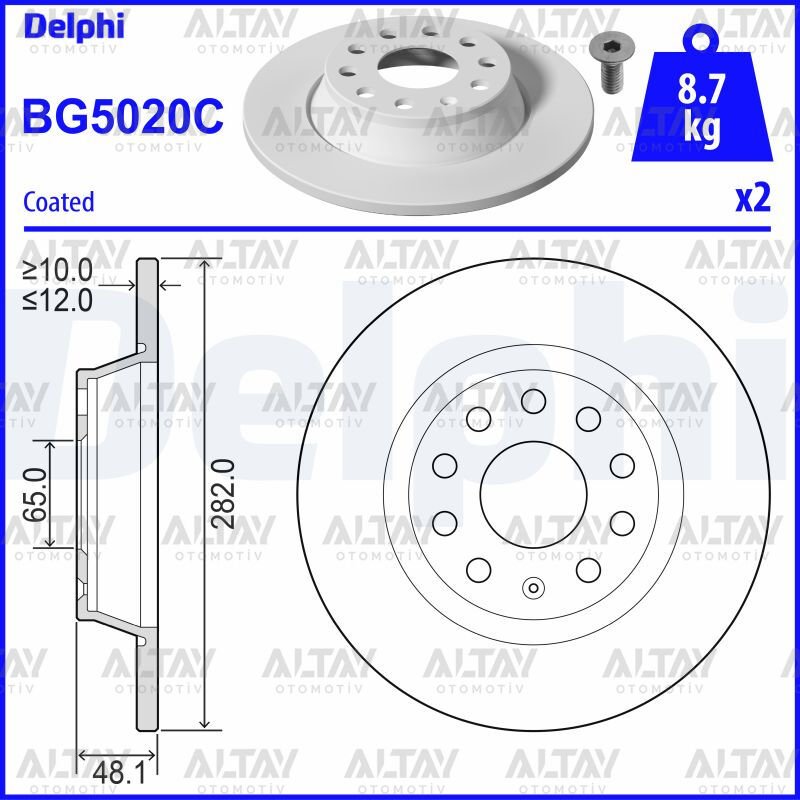 FREN DISKI GOLF5 03-12 / JETTA III 05-10 / JETTA IV 10=> / PASSAT 06-10 / ARKA DUZ 282-5 (SET)