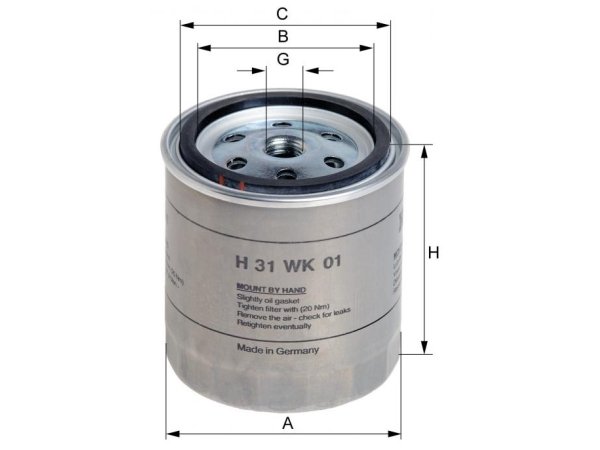 Yakıt Filtresi OM615 OM616 [W123 MB100 T1:207D>507D] - H31WK01