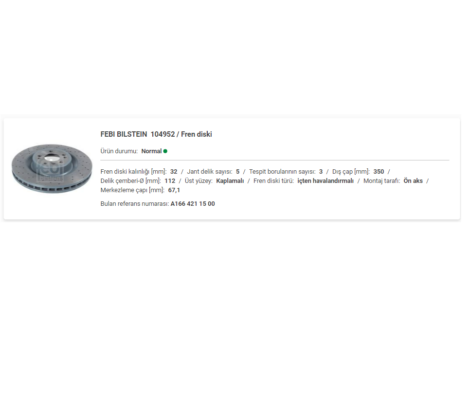 M.BENZ W166-GLE ÖN FREN DİSKİ (ADET) A1664211500