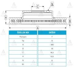 Fren Diski H-1 08-14 Minibüs / Ön Havalı 300-6 517124H500