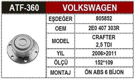 Vw Crafter Porya Ön 2E0407303 2E0407303Aa 2E0407303P 2E0407303Q 2E0407304M 2E0407304N 2E040