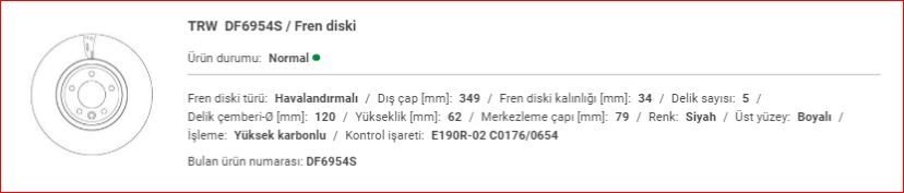 RANGE ROVER SPORT 2017--ÖN FREN DİSK ADET LR081594