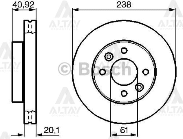 Fren Diski Kangoo I 98-08 / Clıo Iı 98-05 / Kangoo I 98-08 / Megane I 96-03 / Küçük Tip Ön Havalı 238-4