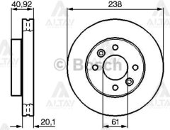 Fren Diski Kangoo I 98-08 / Clıo Iı 98-05 / Kangoo I 98-08 / Megane I 96-03 / Küçük Tip Ön Havalı 238-4