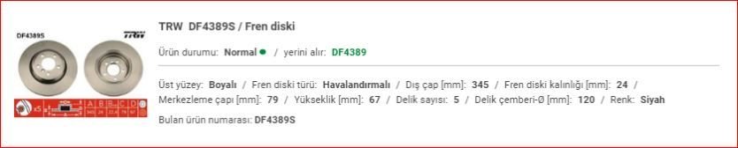 BMW E65 ARKA DİSK ADET 34211166129