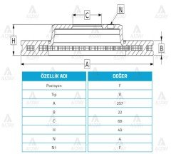 Fren Diski Prımera 90-02 / Altıma 88-92 / Almera 00-08 / Ön Havalı 256-4 4020693J01