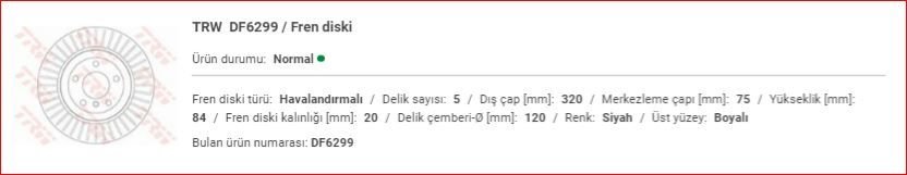 BMW E60 X-DRİVE ARKA DİSK TAKIM 34216864053