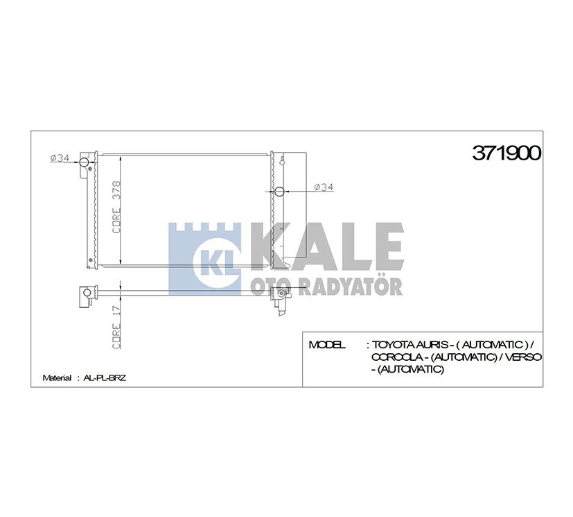Radyatör Su Corolla 06-13 / Aurıs 07-12 Benzinli (At) Brazıng 1640022200