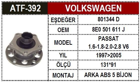 Vw Passat 98- A4 A6 Porya Arka 8E0501611J 8E0501611F 8E0501611J 8E0598611 8E0598611A 8E0598