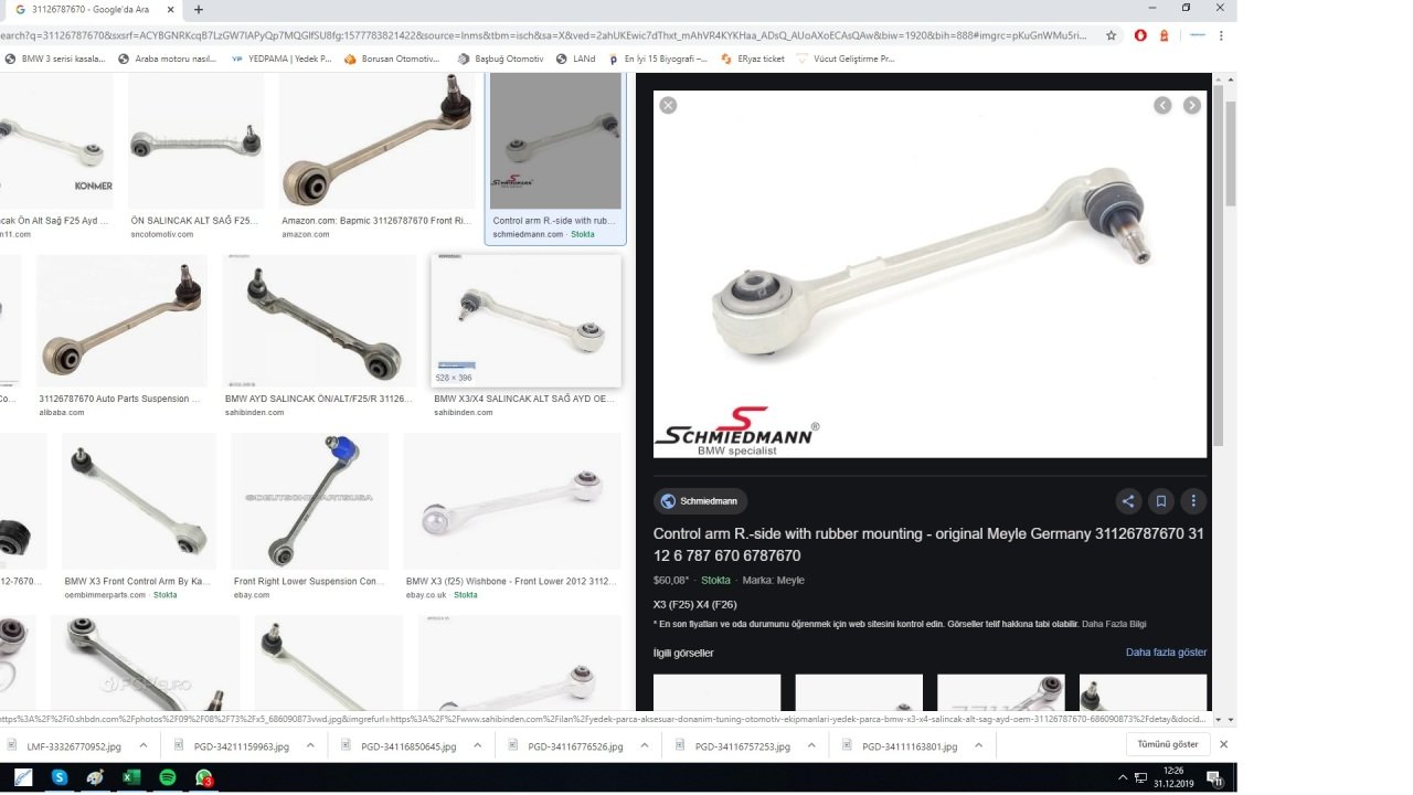 SALINCAK BMW ÖN-ALT SAĞ F25 F26 X3 X4 2012- 31126787670