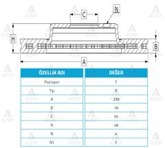 Fren Diski Corolla 88-95 / Ön Havalı 238-4 4351212250
