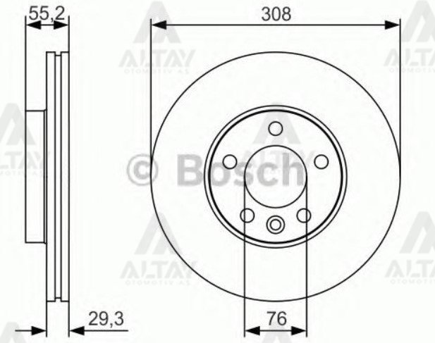 Fren Diski Transporter T5 03-09 / Transporter T6 09-15 / 16 Jant Ön Havalı 308-5 7H0615301D