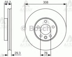 Fren Diski Transporter T5 03-09 / Transporter T6 09-15 / 16 Jant Ön Havalı 308-5 7H0615301D