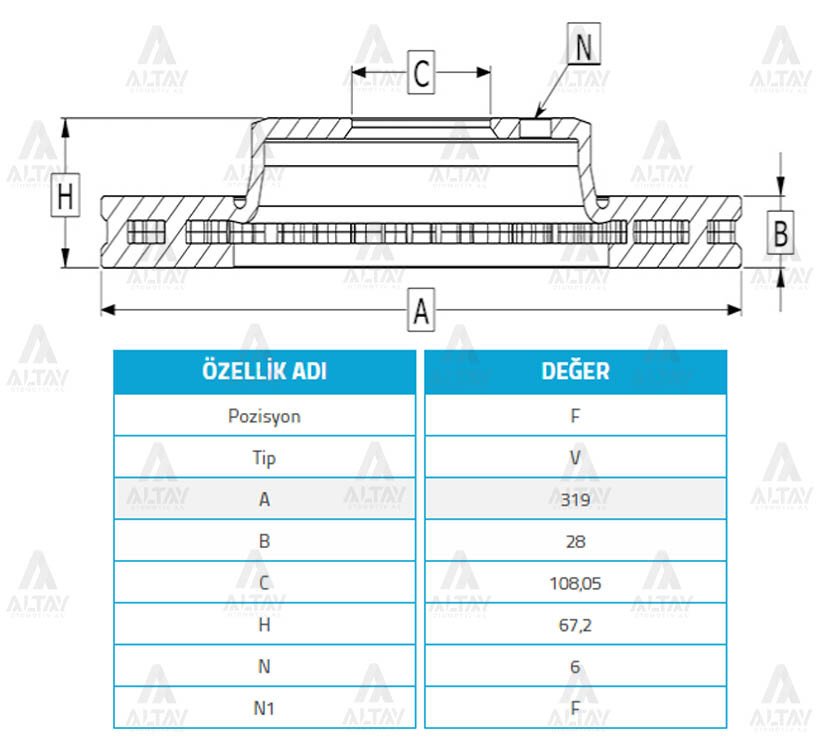 Fren Diski Hılux 06-19 Pıckup 3.0 Revo / Ön Havalı 319-6